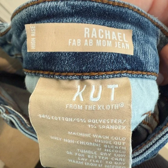 Kut from the Kloth Blue Straight Leg Jeans with Modern Distressing - Picture 5 of 5